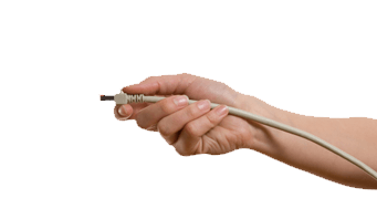 hand with ethernet cable to receive public NTP server time